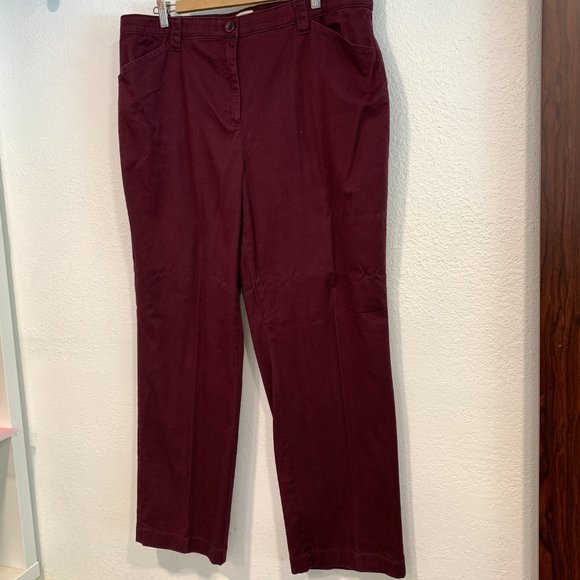 LL Bean Classic Fit Casual Pants Burgundy Stretch W39 x L30.5 EUC Womens Size 20 - Picture 4 of 8
